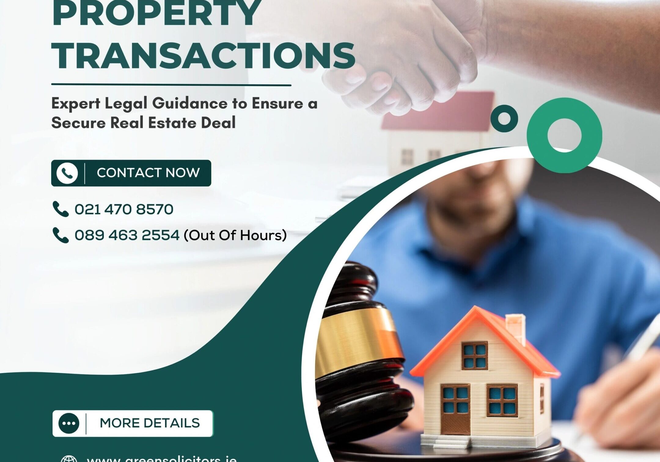 Property transactions advertisement with contact information.