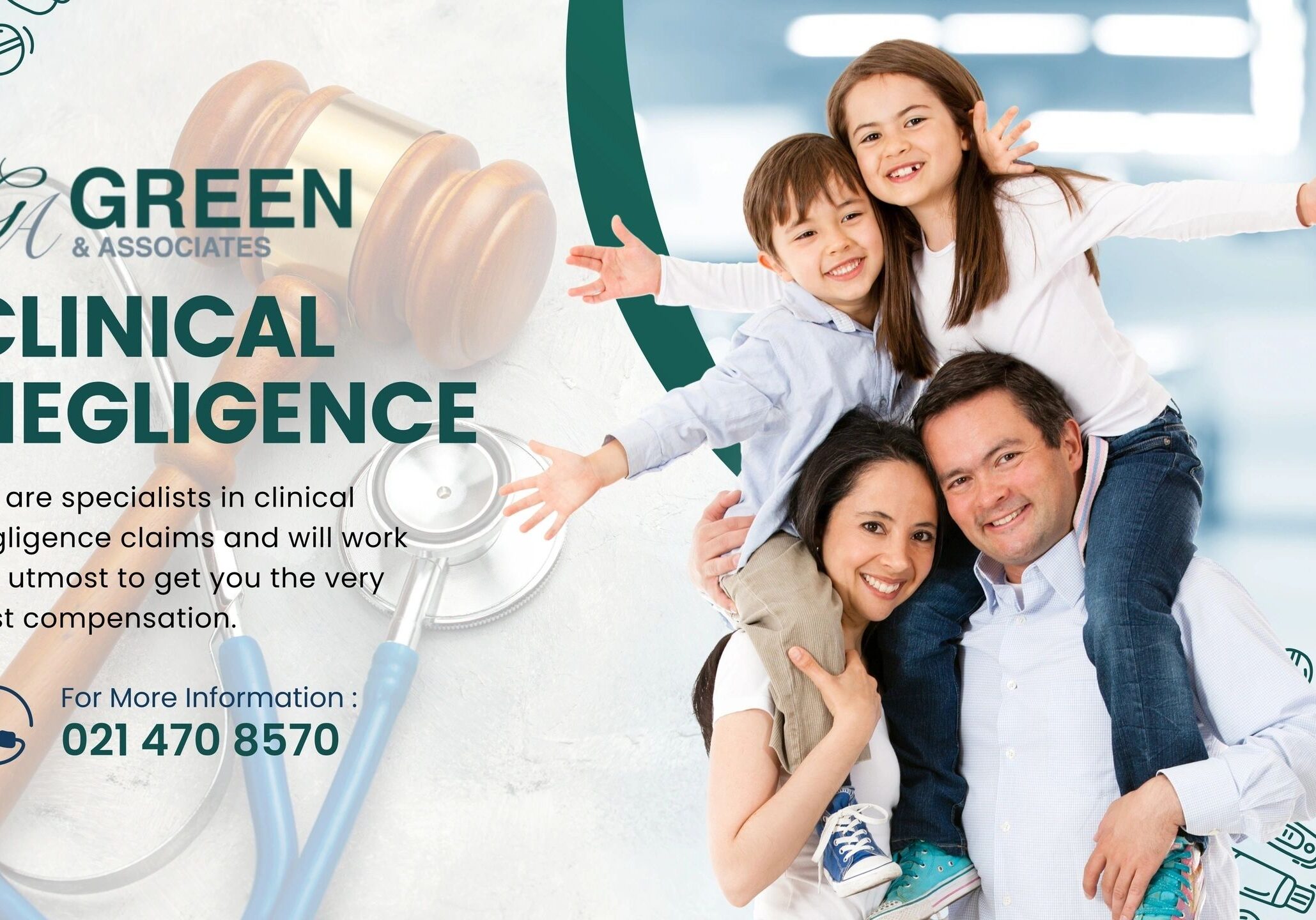 Family with clinical negligence lawyer contact information.