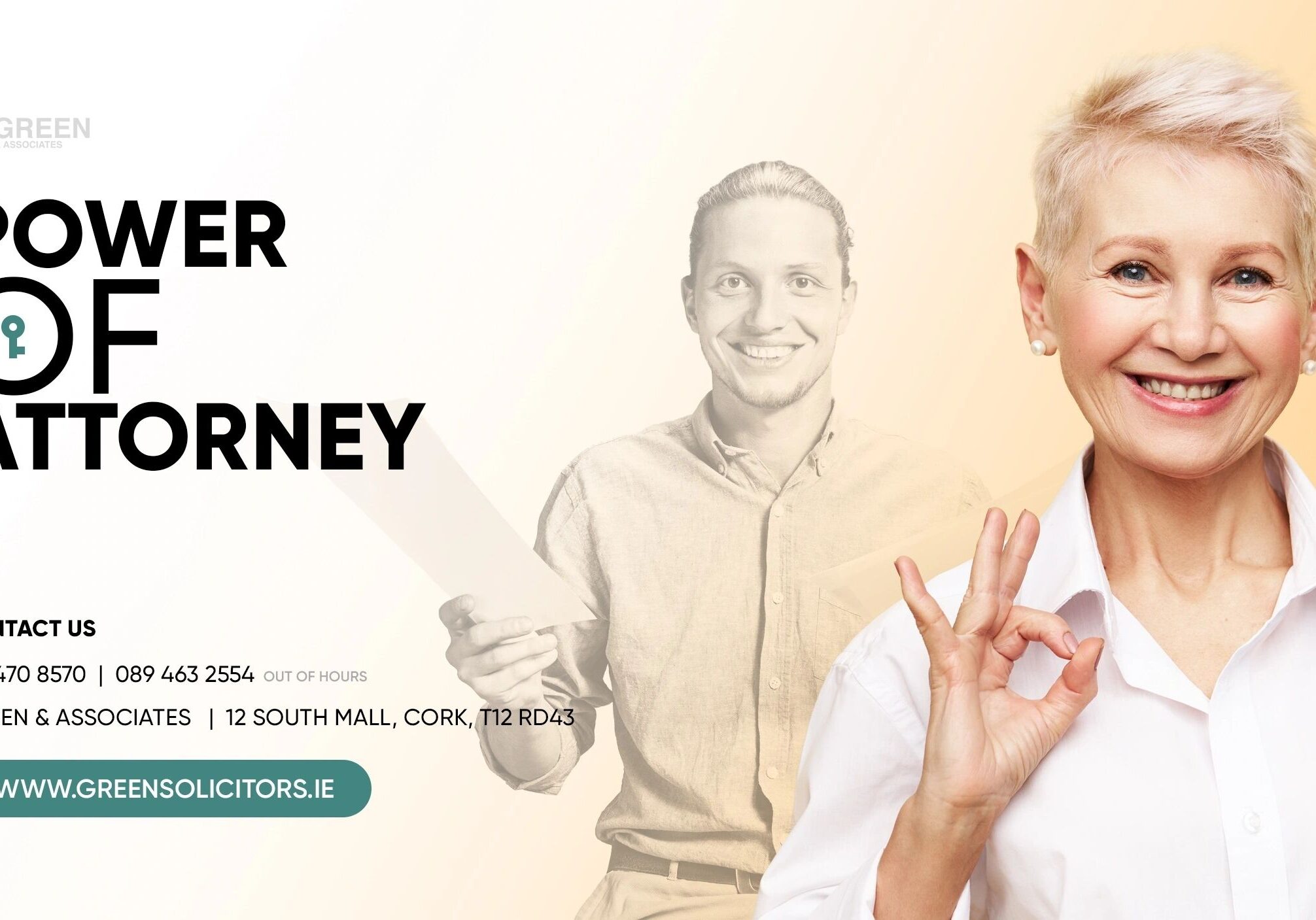 Smiling woman with "Power of Attorney" text.
