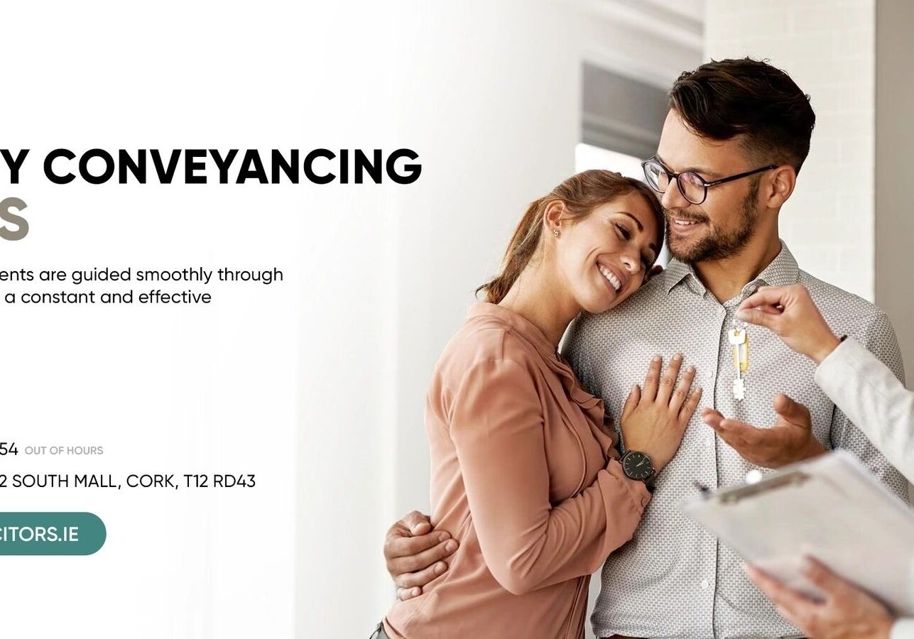 Couple consulting with property conveyancing expert.