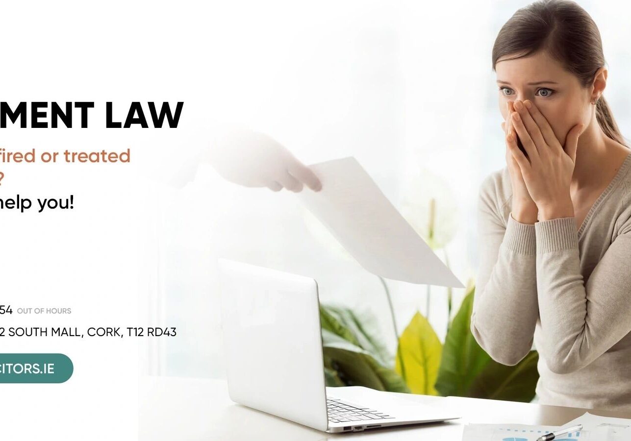Worried woman receiving employment law document.